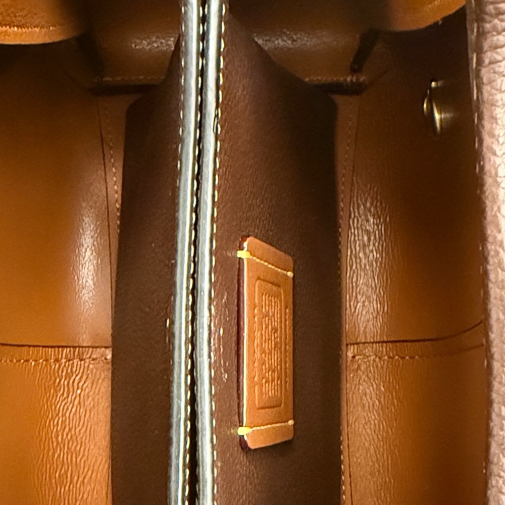 Coach Brown Pebbled Leather Top-Handle Shoulder Bag with Gold Accent - Picture 8 of 11